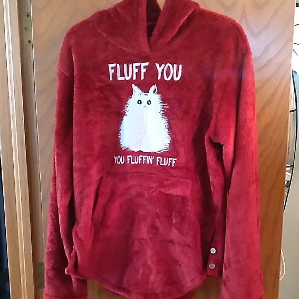 Red "Fluff You" Fuzzy Pullover Hoodie
